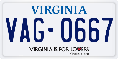 VA license plate VAG0667