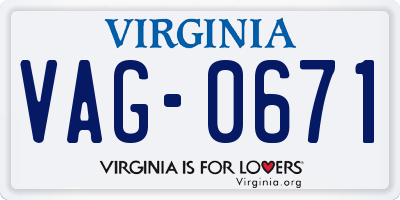 VA license plate VAG0671