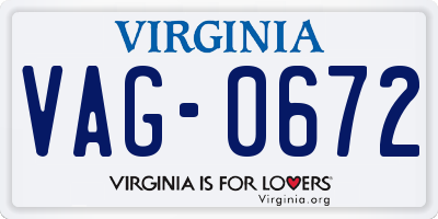 VA license plate VAG0672