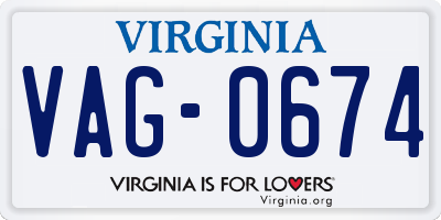 VA license plate VAG0674
