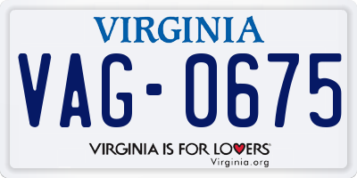 VA license plate VAG0675