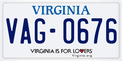 VA license plate VAG0676