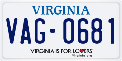 VA license plate VAG0681