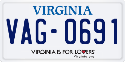VA license plate VAG0691