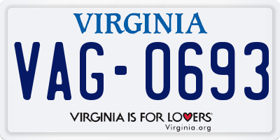 VA license plate VAG0693