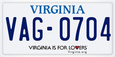 VA license plate VAG0704