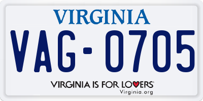 VA license plate VAG0705