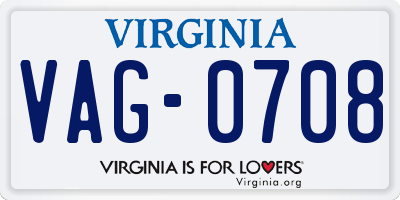 VA license plate VAG0708
