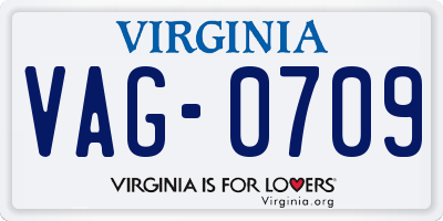 VA license plate VAG0709