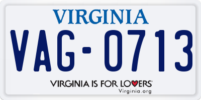 VA license plate VAG0713