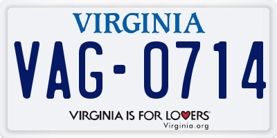 VA license plate VAG0714