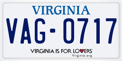 VA license plate VAG0717