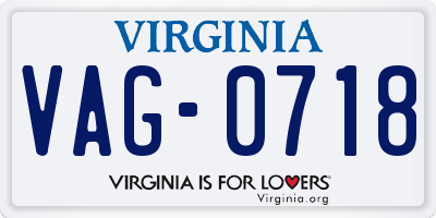 VA license plate VAG0718