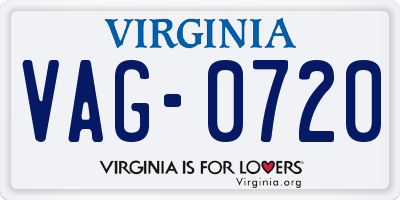 VA license plate VAG0720
