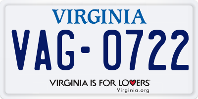 VA license plate VAG0722