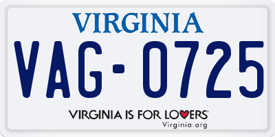 VA license plate VAG0725