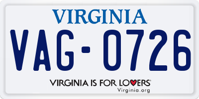 VA license plate VAG0726