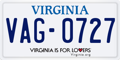 VA license plate VAG0727