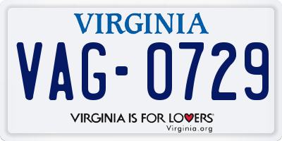 VA license plate VAG0729