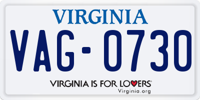VA license plate VAG0730