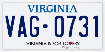 VA license plate VAG0731