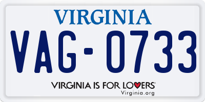 VA license plate VAG0733