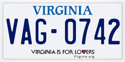 VA license plate VAG0742