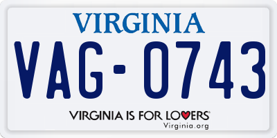 VA license plate VAG0743