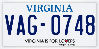 VA license plate VAG0748