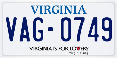 VA license plate VAG0749
