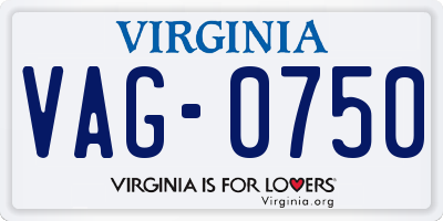 VA license plate VAG0750