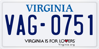 VA license plate VAG0751