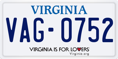 VA license plate VAG0752