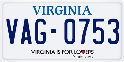 VA license plate VAG0753