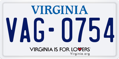 VA license plate VAG0754