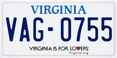 VA license plate VAG0755