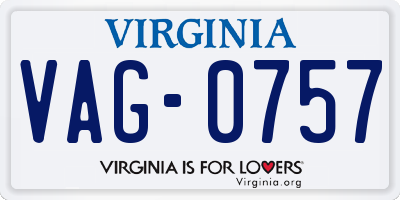 VA license plate VAG0757