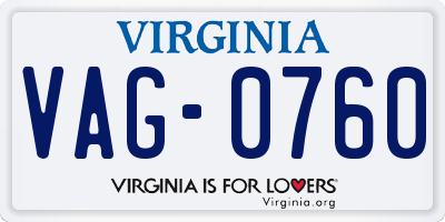 VA license plate VAG0760