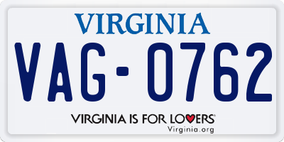 VA license plate VAG0762