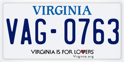 VA license plate VAG0763