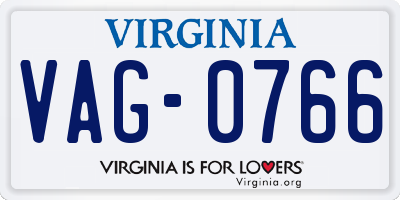 VA license plate VAG0766
