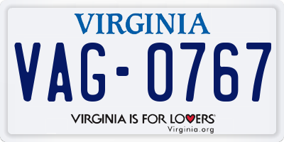 VA license plate VAG0767