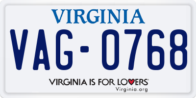 VA license plate VAG0768