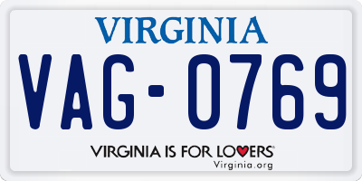 VA license plate VAG0769