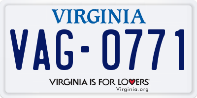 VA license plate VAG0771