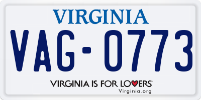 VA license plate VAG0773