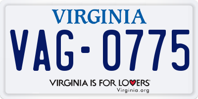 VA license plate VAG0775