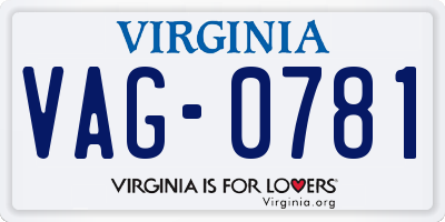 VA license plate VAG0781