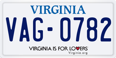 VA license plate VAG0782