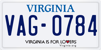 VA license plate VAG0784